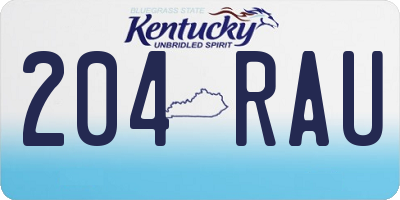 KY license plate 204RAU
