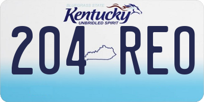 KY license plate 204REO