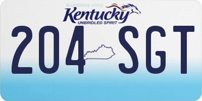 KY license plate 204SGT