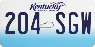 KY license plate 204SGW