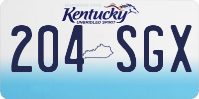KY license plate 204SGX