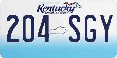 KY license plate 204SGY
