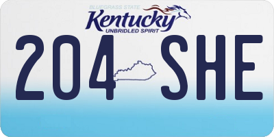 KY license plate 204SHE