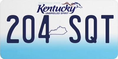 KY license plate 204SQT