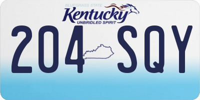 KY license plate 204SQY