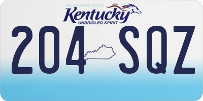 KY license plate 204SQZ