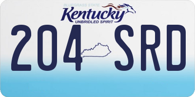 KY license plate 204SRD