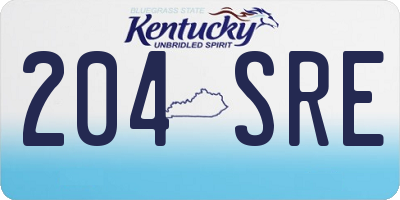 KY license plate 204SRE