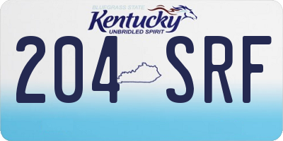 KY license plate 204SRF