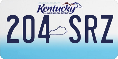 KY license plate 204SRZ