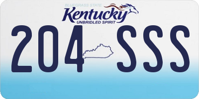 KY license plate 204SSS