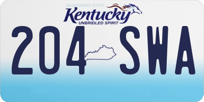 KY license plate 204SWA
