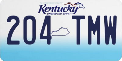 KY license plate 204TMW