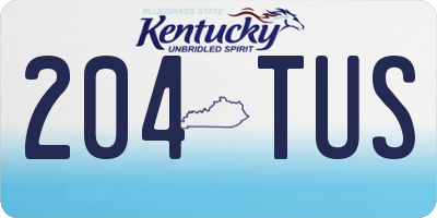 KY license plate 204TUS