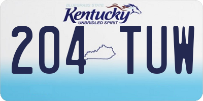 KY license plate 204TUW