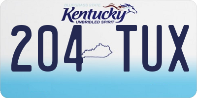 KY license plate 204TUX
