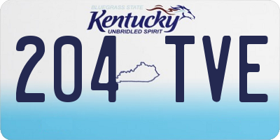 KY license plate 204TVE