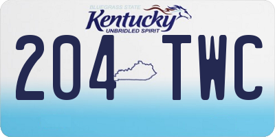 KY license plate 204TWC