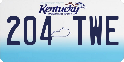 KY license plate 204TWE