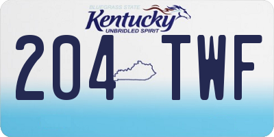 KY license plate 204TWF