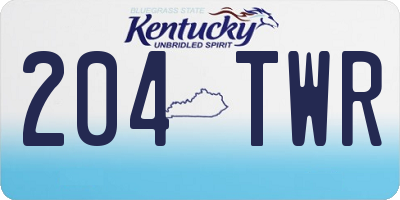 KY license plate 204TWR