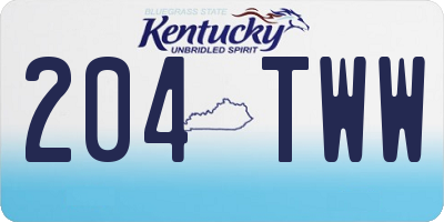 KY license plate 204TWW