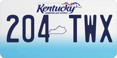 KY license plate 204TWX