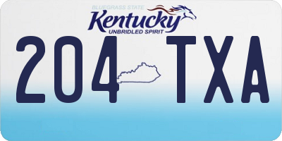 KY license plate 204TXA