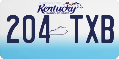 KY license plate 204TXB