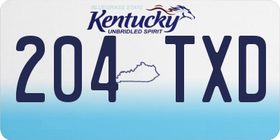KY license plate 204TXD