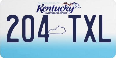 KY license plate 204TXL