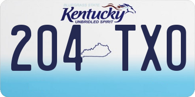 KY license plate 204TXO
