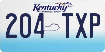 KY license plate 204TXP