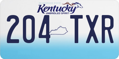 KY license plate 204TXR