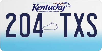 KY license plate 204TXS