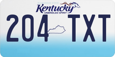 KY license plate 204TXT