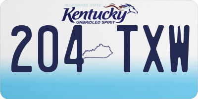 KY license plate 204TXW