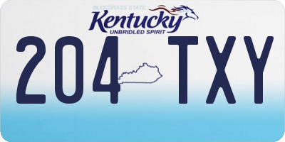 KY license plate 204TXY