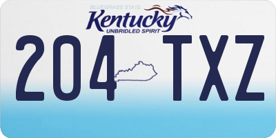 KY license plate 204TXZ