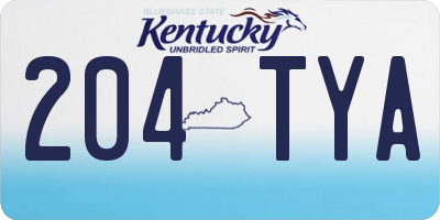 KY license plate 204TYA