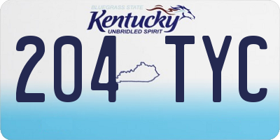 KY license plate 204TYC