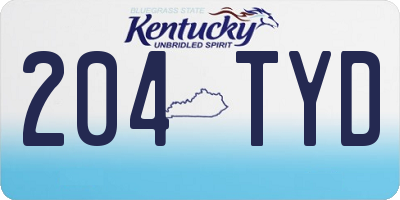 KY license plate 204TYD
