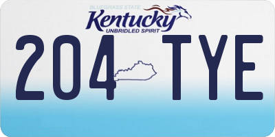 KY license plate 204TYE