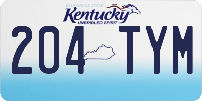 KY license plate 204TYM
