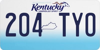 KY license plate 204TYO