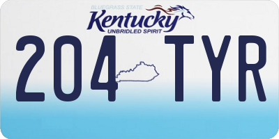KY license plate 204TYR
