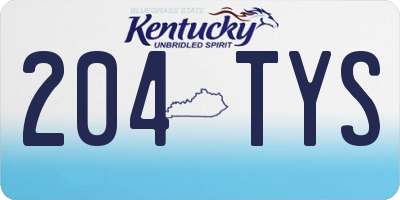 KY license plate 204TYS