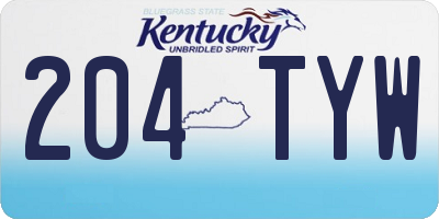 KY license plate 204TYW