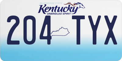 KY license plate 204TYX