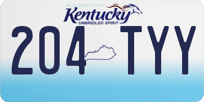 KY license plate 204TYY